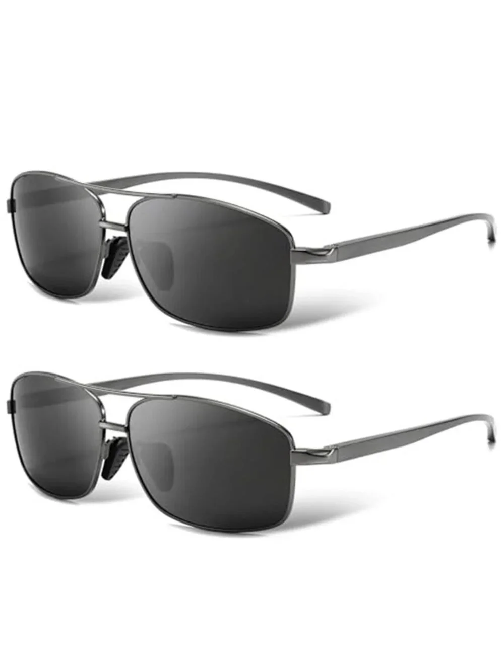 2 Pack Men's Ultra Lightweight Rectangular Polarized Sunglasses